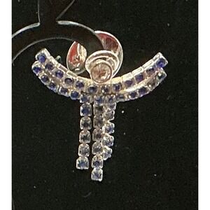Avon‎ Guardian Angel September Birthstone Pin Rhinestone Blue Silver